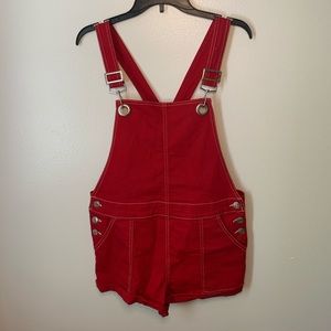 Wild Fable Red Short Overalls